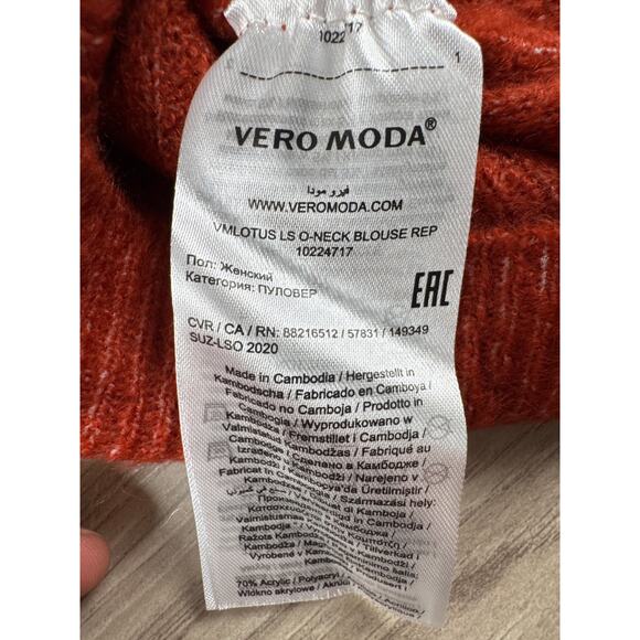 Vero Moda Leroya Crew Neck Pullover Sweater Burnt Orange XXL - Picture 6 of 6